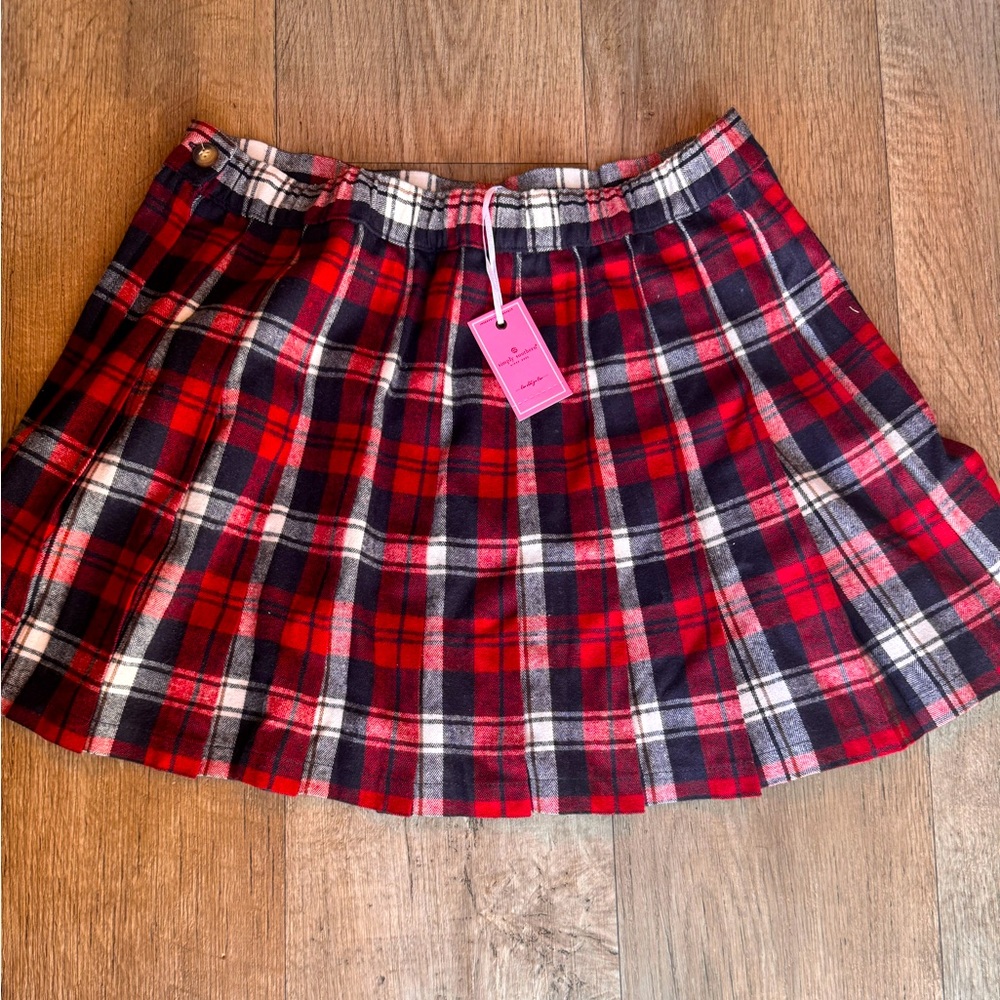 Simply Southern red plaid pleated skirt